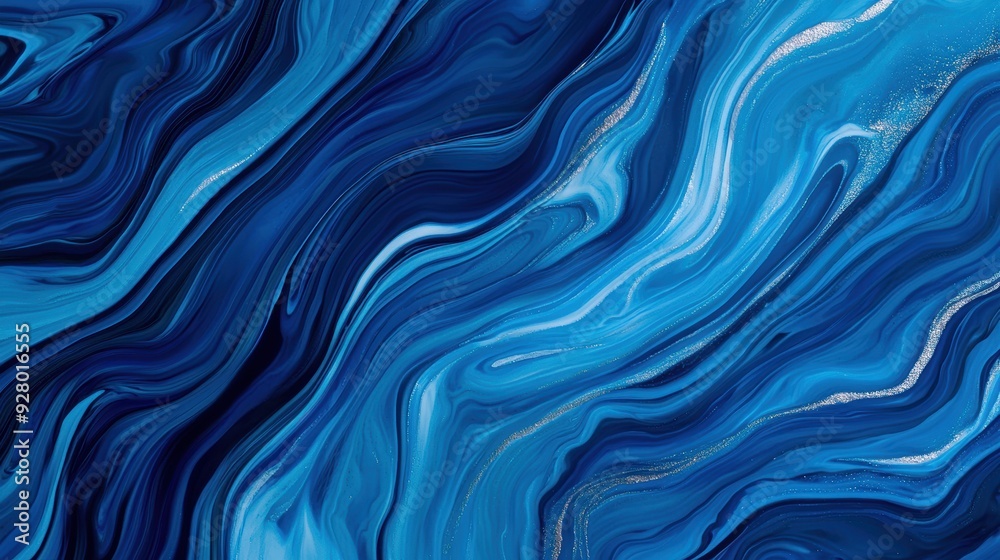 Bold abstract marbling with oil and acrylic paints in rich blues and metallic silver, creating a dynamic and sophisticated art wallpaper Bold abstract marbling with oil and acrylic paints in rich blues and metallic silver, creating a dynamic and sophisticated art wallpaper