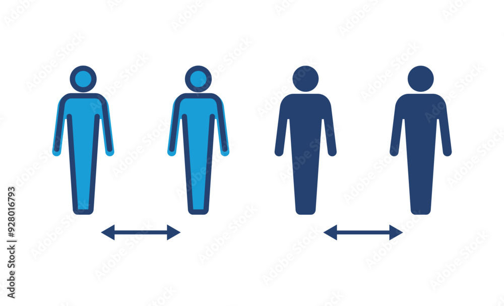 Social distance icon vector. social distancing icon. self quarantine sign Social distance icon vector. social distancing icon. self quarantine sign