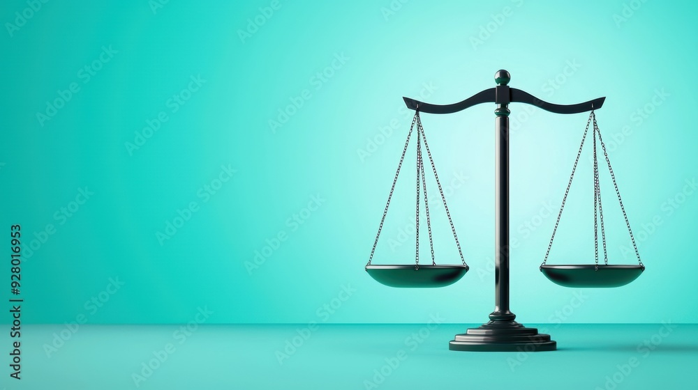 Scales of justice balanced with symbols of equality and morality, representing the harmonious pursuit of fairness and ethical principles Scales of justice balanced with symbols of equality and morality, representing the harmonious pursuit of fairness and ethical principles