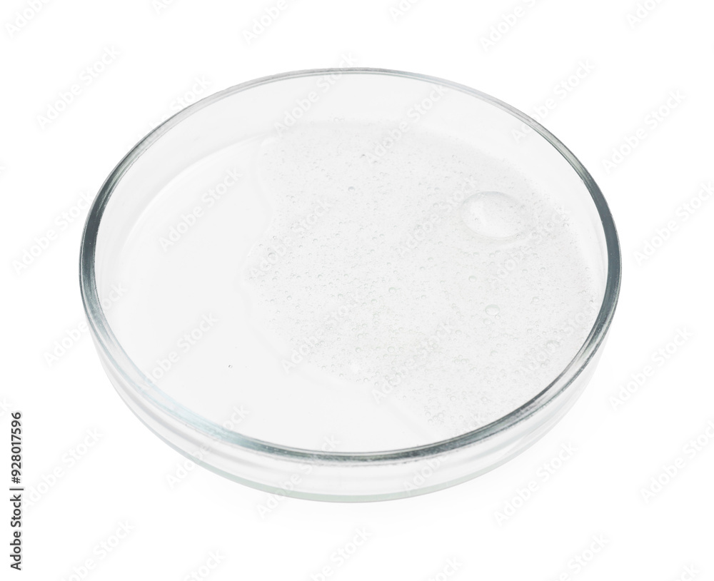 Petri dish with sample isolated on white