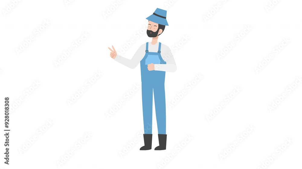 Farmer showing victory sign Farmer showing victory sign