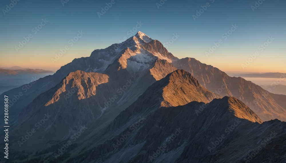 A majestic mountain range bathed in golden sunlight during a serene alpine sunrise A majestic mountain range bathed in golden sunlight during a serene alpine sunrise