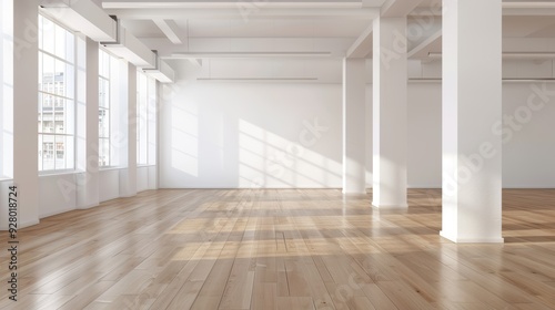 Wallpaper Mural Sunlit interior of a spacious, modern room featuring wooden flooring and large windows for an airy atmosphere. Torontodigital.ca