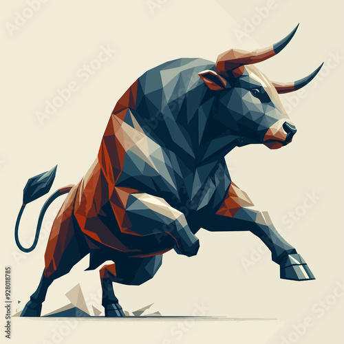 A bull is running with its horns raised