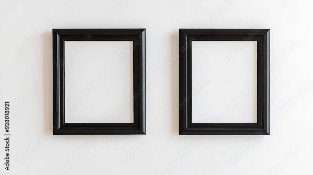 Two black picture frames on white background Two black picture frames on white background