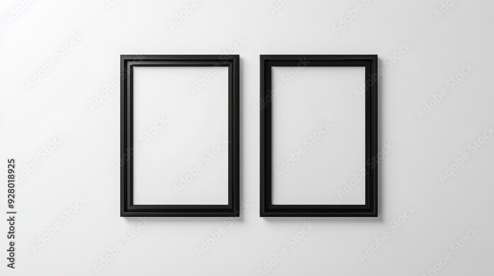 Two black picture frames on white background