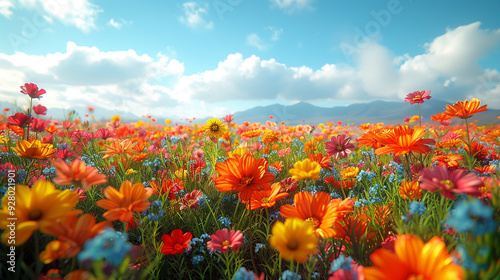 A very colorful field of flowers