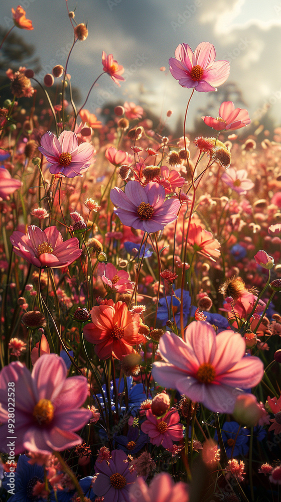 A very colorful field of flowers A very colorful field of flowers