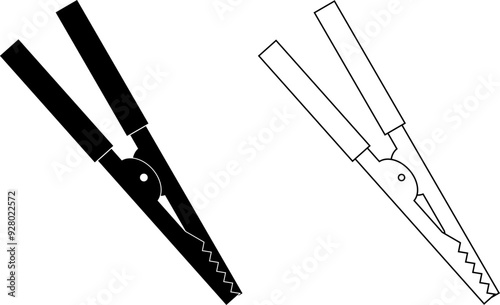 crocodile clip or alligator clip icon set
