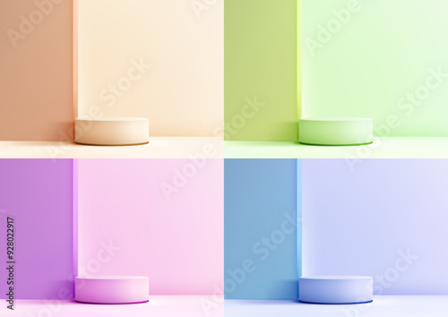 Pastel 3D Podium in Front of Wall, Simple and Elegant Scene, Modern Concept for Product Display, Mockup