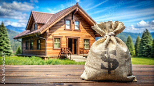 A bag of money with wooden HOUSE photo