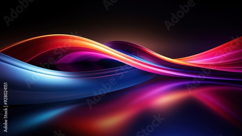 Abstract colorful wavy lines with glowing effect on a black background.