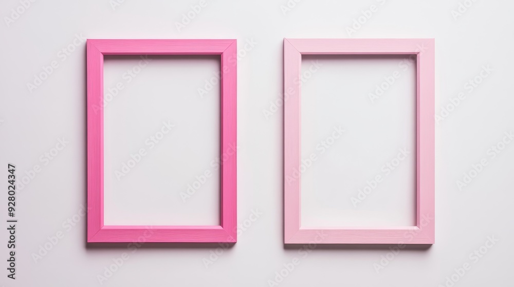 Two pink picture frames on white background Two pink picture frames on white background