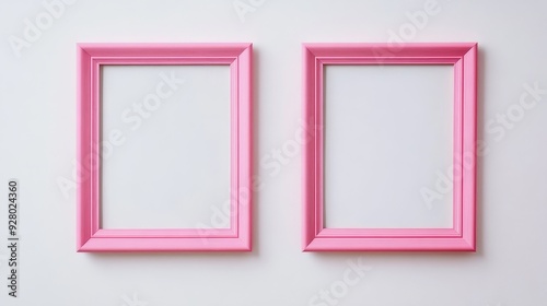 Two pink picture frames on white background