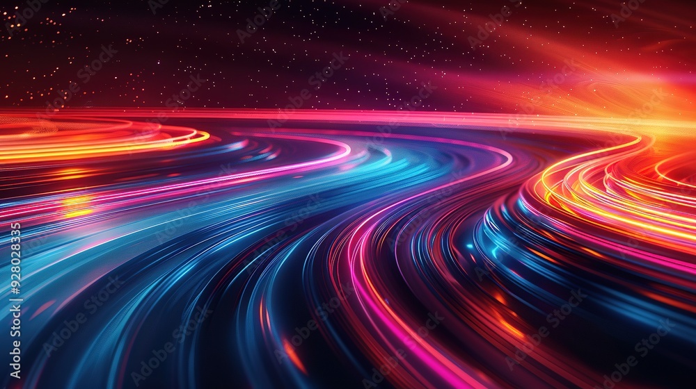 Abstract glowing lines in blue, pink, and orange. Abstract glowing lines in blue, pink, and orange.