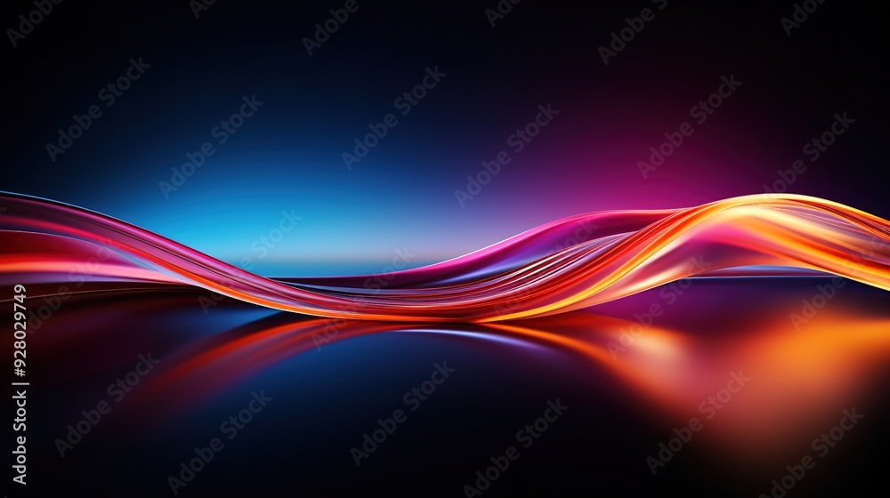 Abstract glowing red wave on a dark blue background. Abstract glowing red wave on a dark blue background.