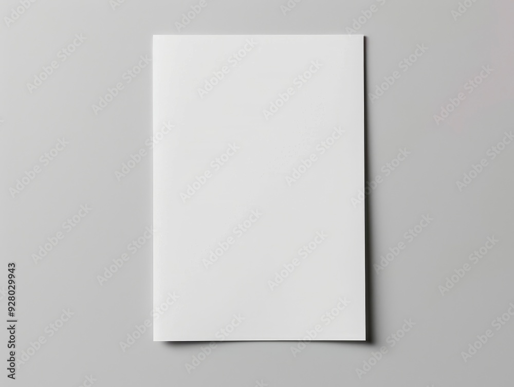 White vertical paper sheet Mockup, letter or invitation on a grey background. with generative ai White vertical paper sheet Mockup, letter or invitation on a grey background. with generative ai