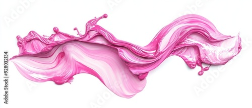 liquid marbled pink paint swirls frozen in an abstract futuristic 3d isolated on a white background