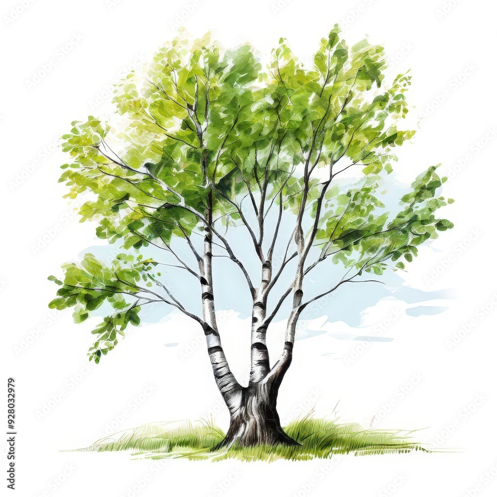 Obraz premium the AI Image Generator, Green tree isolated on white background
