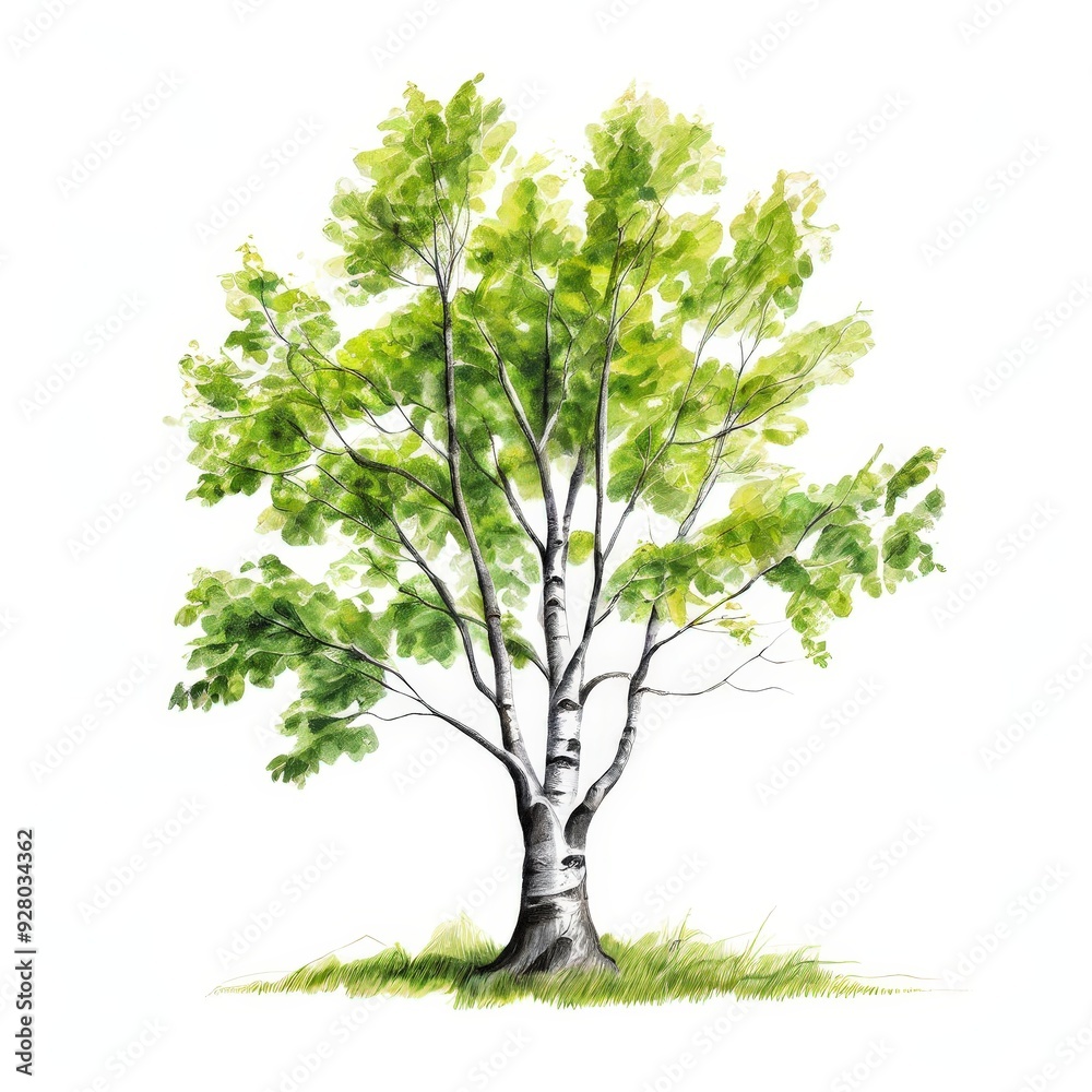 Fototapeta premium the AI Image Generator, Green tree isolated on white background