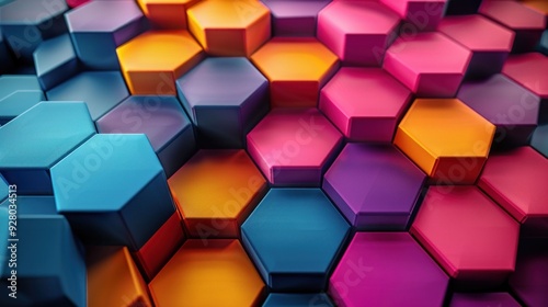 Colorful hexagonal background wallpaper with vibrant 3d patterns for travel, business, fashion, beauty, and art themes