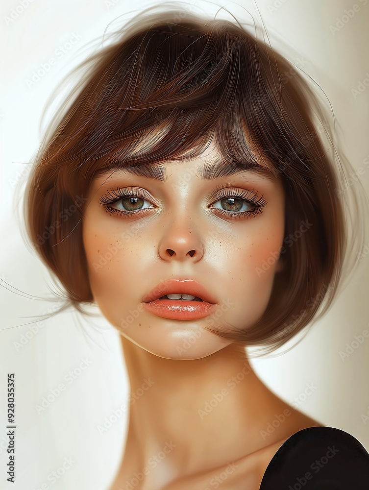 closeup woman short hair black dress cute girl stunning soft lighting bangs visual fairy pastel drawing looks talented closeup woman short hair black dress cute girl stunning soft lighting bangs visual fairy pastel drawing looks talented