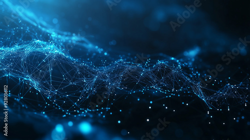 Technology Network Background, Abstract futuristic - Molecules technology with polygonal shapes on dark blue background. digital technology concept.