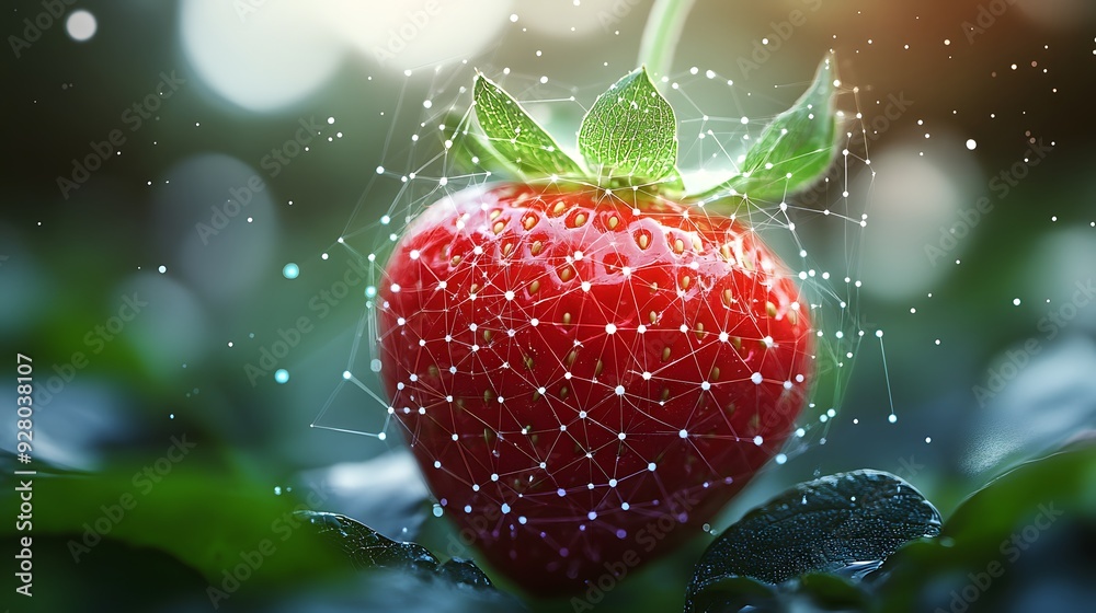 Strawberry with Network Connections. Strawberry with Network Connections.