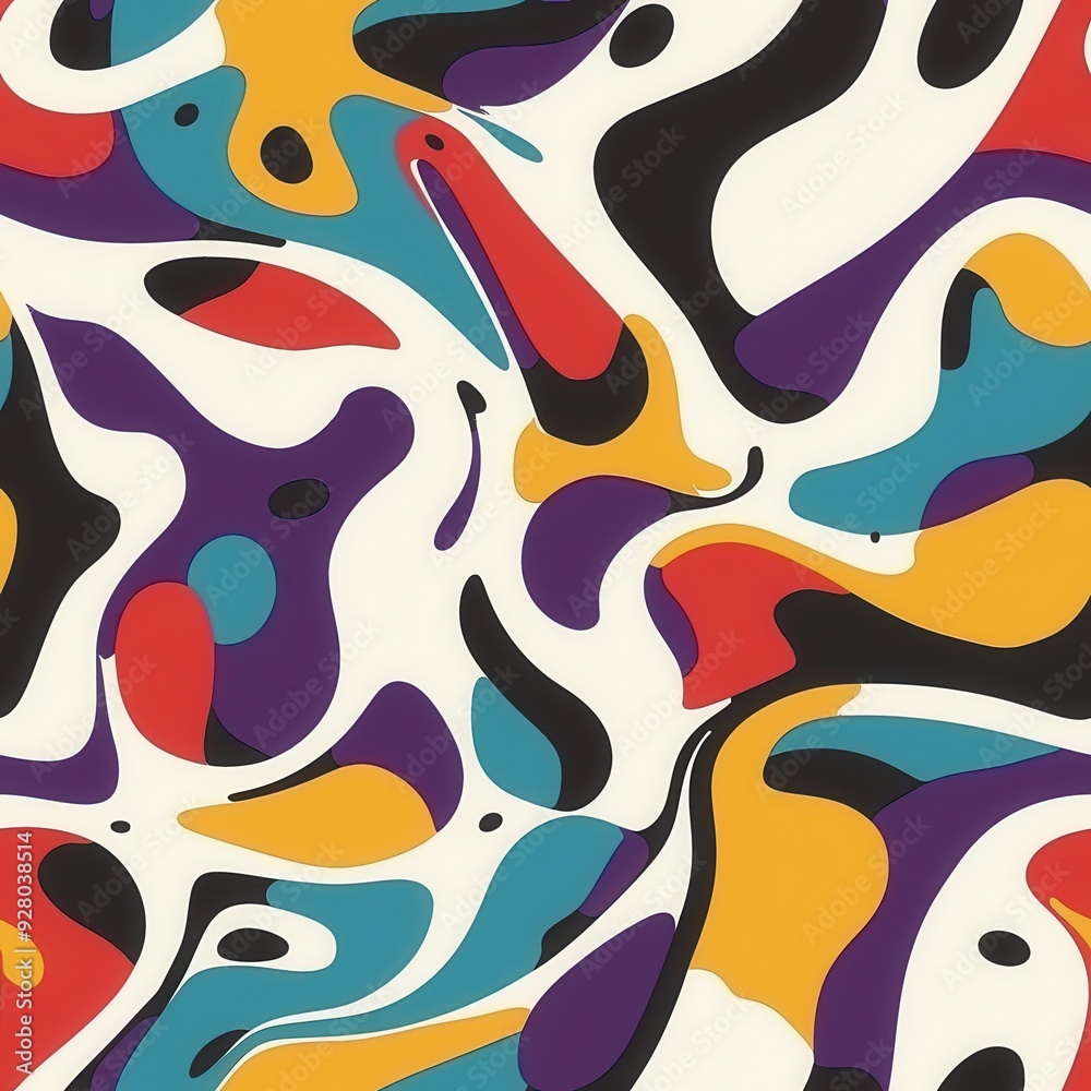 Seamless abstract pattern with colorful spots and lines. Vector illustration Seamless abstract pattern with colorful spots and lines. Vector illustration