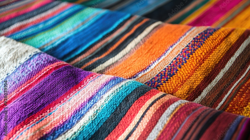 Colorful woven fabric with various intricate patterns Colorful woven fabric with various intricate patterns