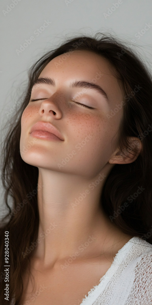 Woman with closed eyes and relaxed expression Woman with closed eyes and relaxed expression