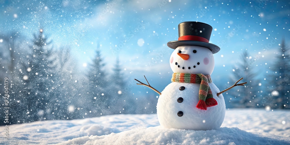 Snowman with a top hat and carrot nose in a winter wonderland, snowman, top hat, carrot nose, winter, wonderland, cute Snowman with a top hat and carrot nose in a winter wonderland, snowman, top hat, carrot nose, winter, wonderland, cute
