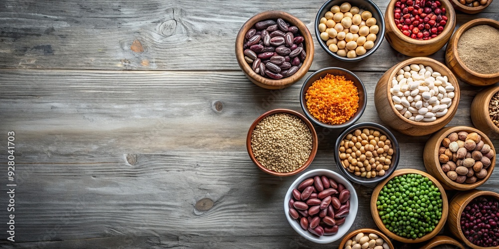 of various beans in simple pots on a table, beans, different types, variety, pots, table, gardening, agriculture, homegrown, organic of various beans in simple pots on a table, beans, different types, variety, pots, table, gardening, agriculture, homegrown, organic