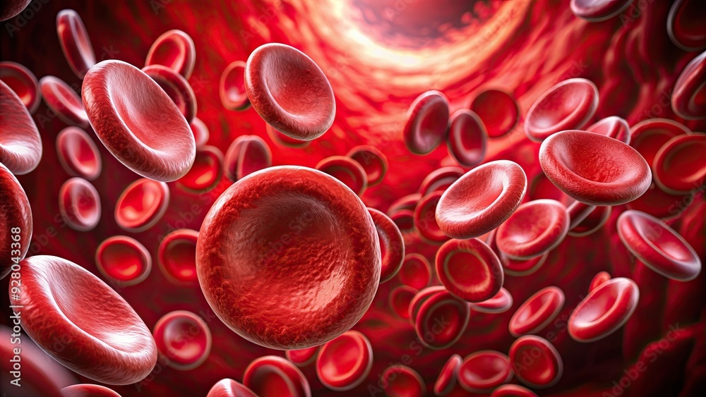 Steady flow of bright red blood cells in the bloodstream, blood cells, red blood cells, flow, bloodstream, circulation, steady