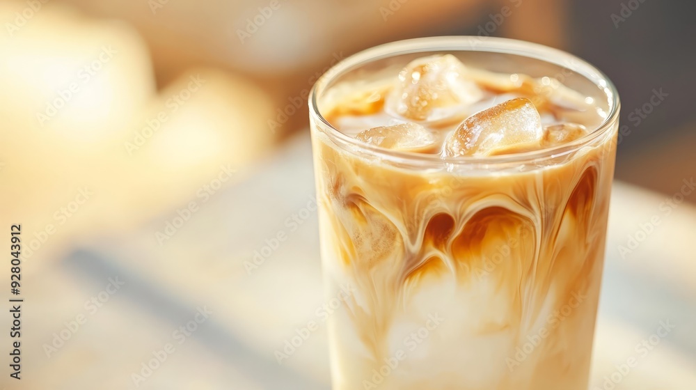 Refreshing iced coffee with creamy swirls Refreshing iced coffee with creamy swirls