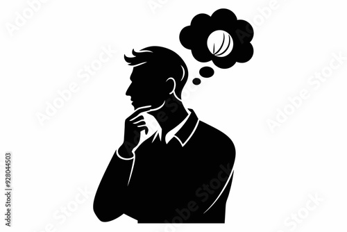 
A man Thinking silhouette vector illustration isolated on a white background