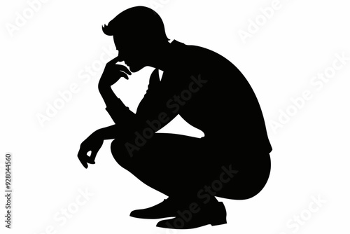 Side profile portrait silhouette of a teenage man thinking vector
