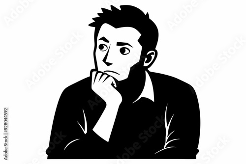 
A man Thinking silhouette vector illustration isolated on a white background