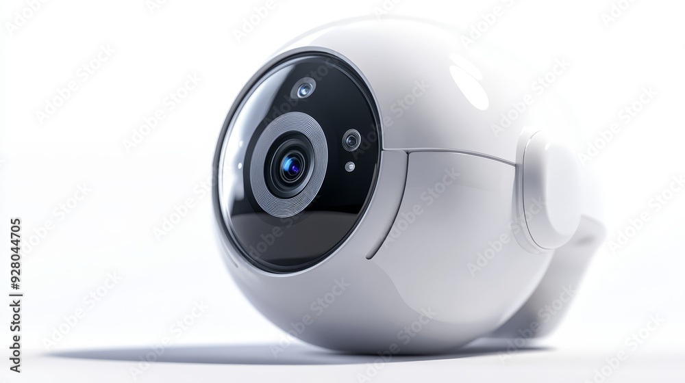 Modern white security camera with sleek design Modern white security camera with sleek design