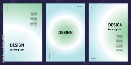 Minimalist backgrounds with pastel green turquoise gradient and glowing white circle for modern website, landing page or social media post design