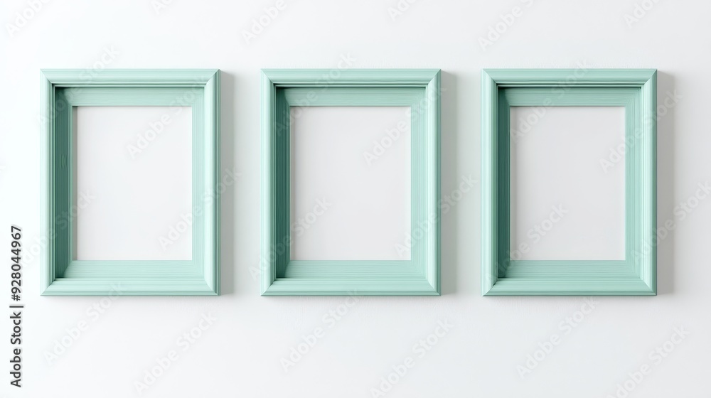 Three mint green picture frames on white background Three mint green picture frames on white background