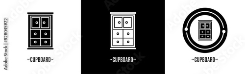 Cupboard logo set. Collection of black and white logos. Stock vector.