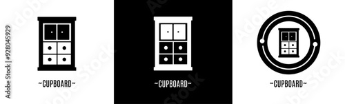 Cupboard logo set. Collection of black and white logos. Stock vector.