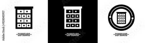 Cupboard logo set. Collection of black and white logos. Stock vector.