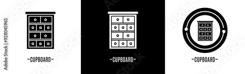 Cupboard logo set. Collection of black and white logos. Stock vector.