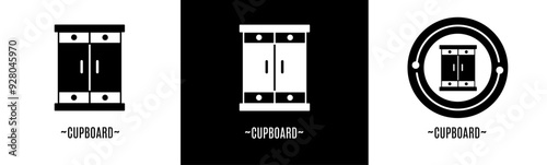Cupboard logo set. Collection of black and white logos. Stock vector.