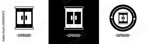 Cupboard logo set. Collection of black and white logos. Stock vector.