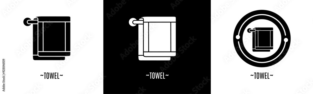 Towel logo set. Collection of black and white logos. Stock vector. Towel logo set. Collection of black and white logos. Stock vector.