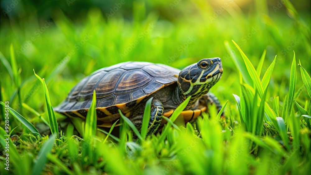 Turtle camouflaged in the lush green grass, turtle, grass, nature, green, camouflage, wildlife, animal, reptile, outdoor Turtle camouflaged in the lush green grass, turtle, grass, nature, green, camouflage, wildlife, animal, reptile, outdoor