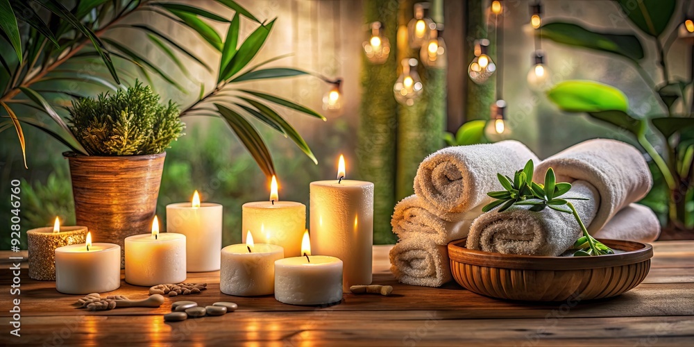 Tranquil spa setting with candles, soft lighting, and luxurious decor, relaxation, luxury, spa, tranquil, oasis Tranquil spa setting with candles, soft lighting, and luxurious decor, relaxation, luxury, spa, tranquil, oasis